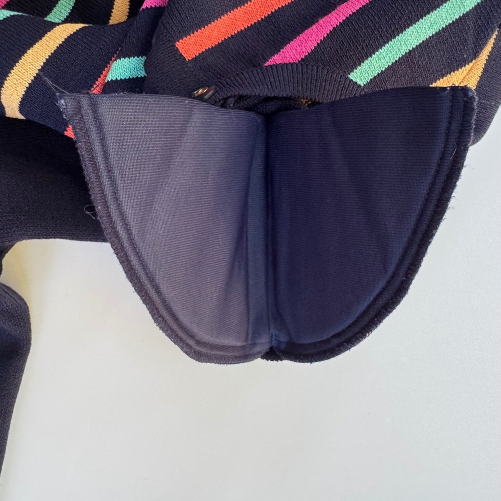 St. John Collection Cardigan Women S Navy Rainbow Stripe Vintage EUC Marie Gray - Picture 7 of 11